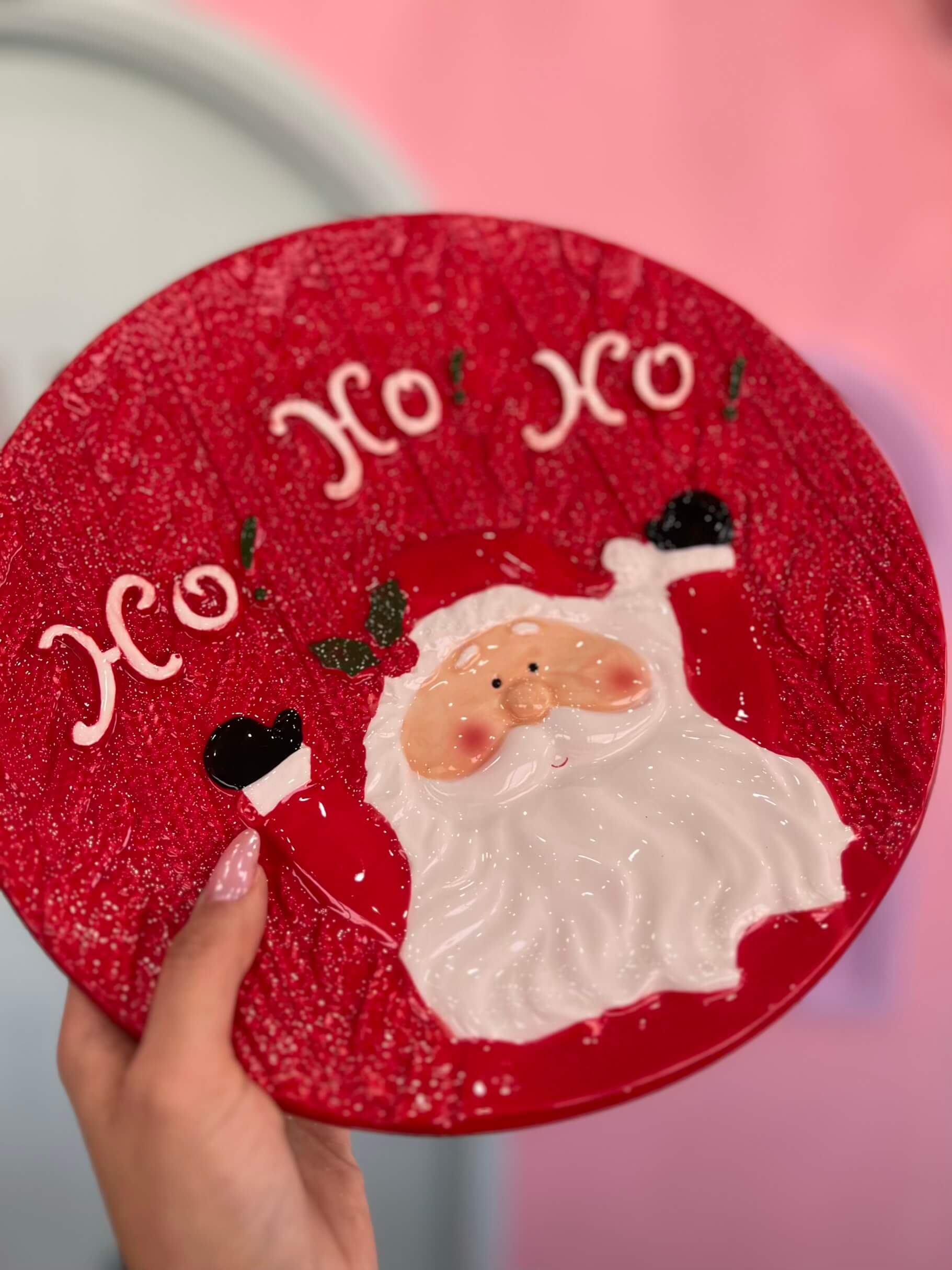 بشقاب گرد کریسمسی قرمز