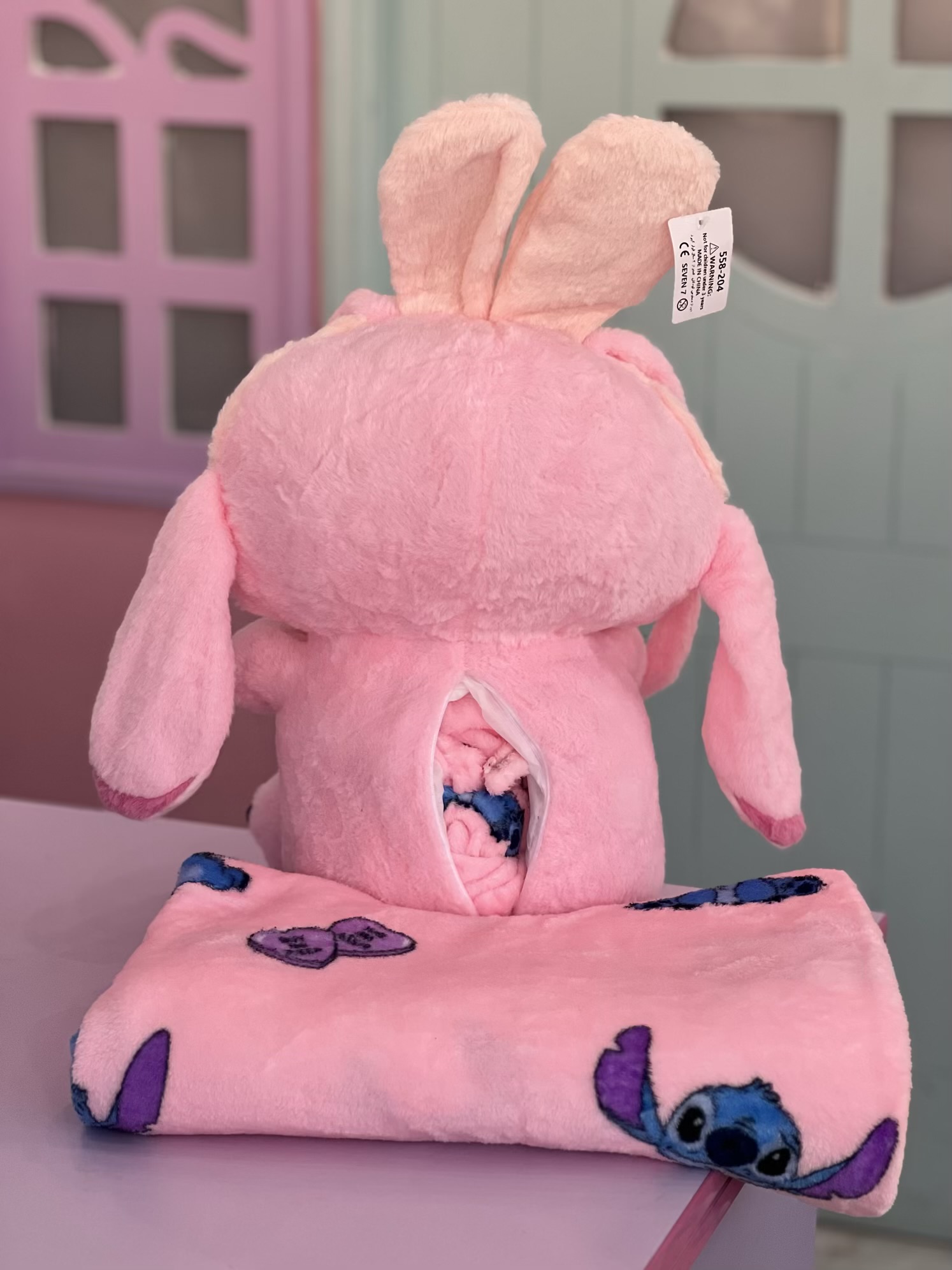 پتوبالشتی استیج تل خرگوشی صورتی