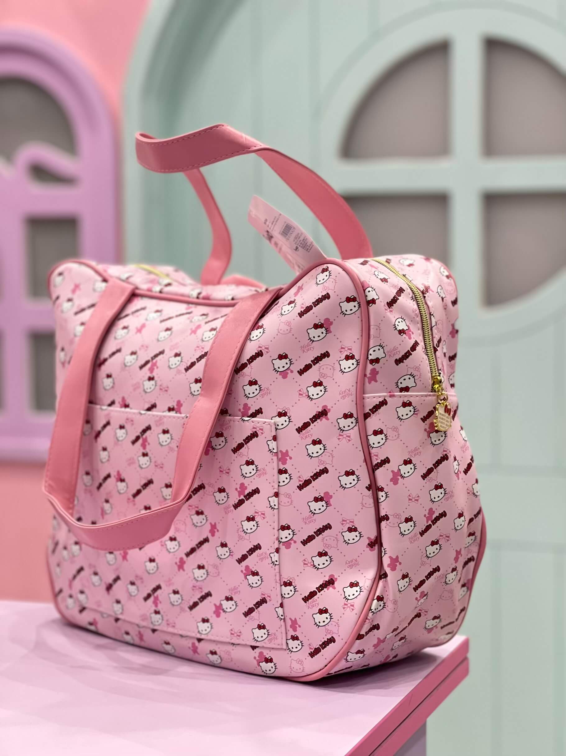 ساک کیتی مسافرتی صورتی سر پاپیونی