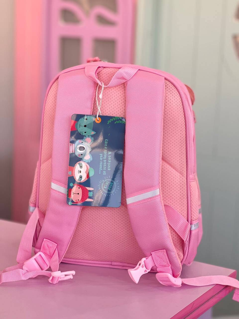 کوله کرومی بالدار صورتی شاینی