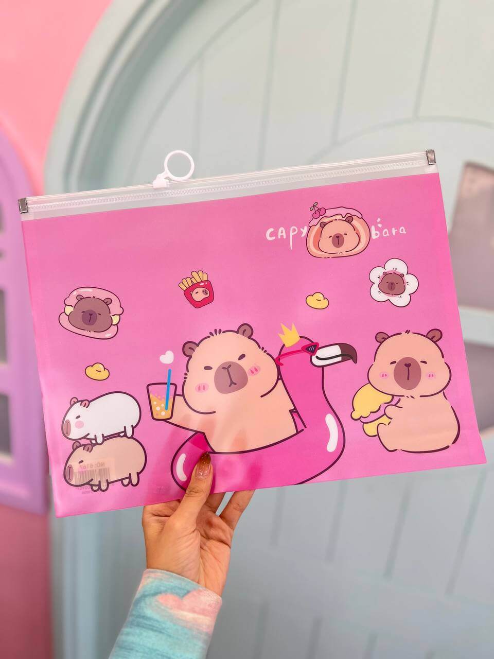 پوشه زیپی شفاف کاپی بارا رنگی آ4