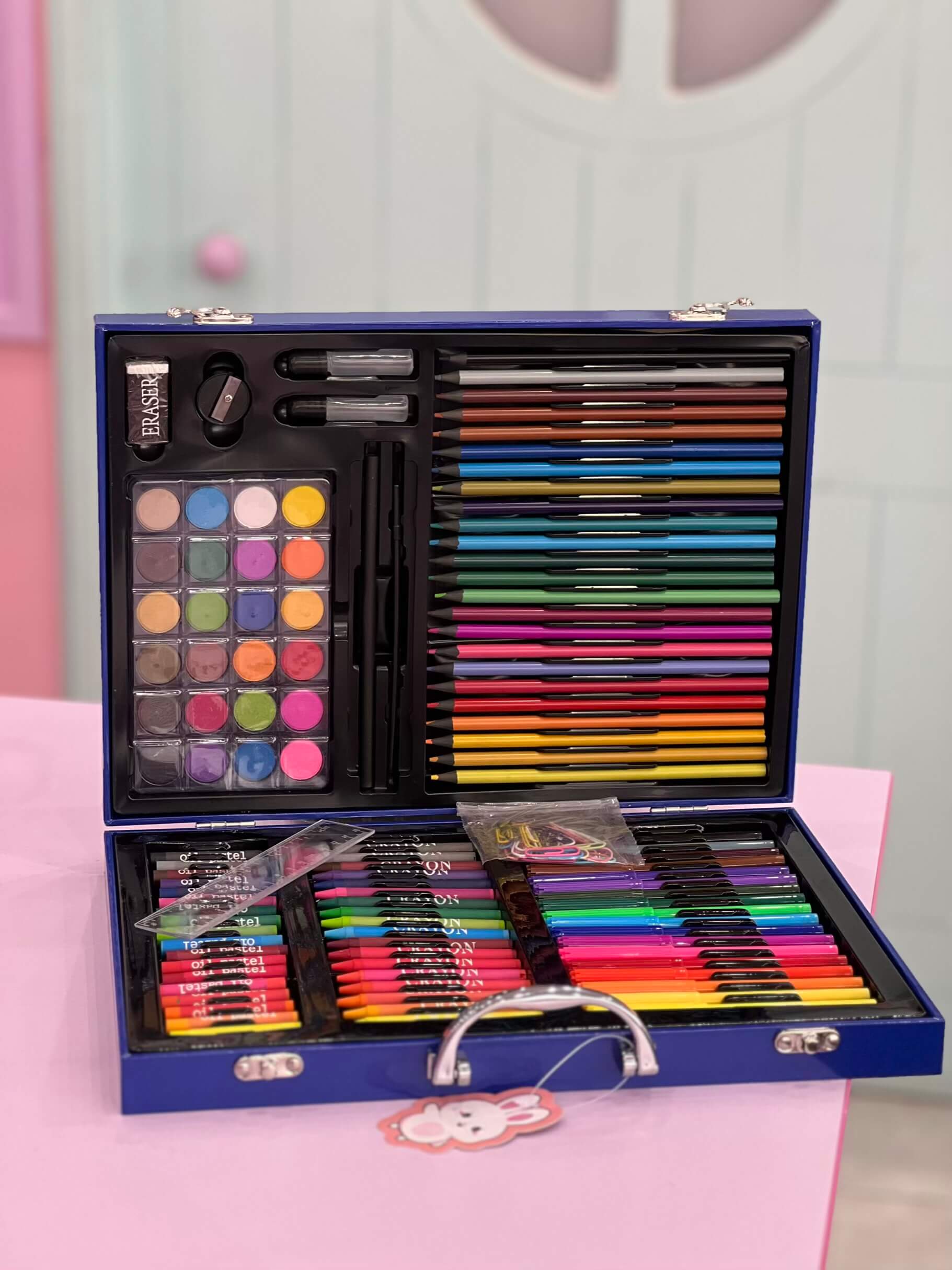 چمدان رنگ آمیزی کرومی صورتی یک طبقه