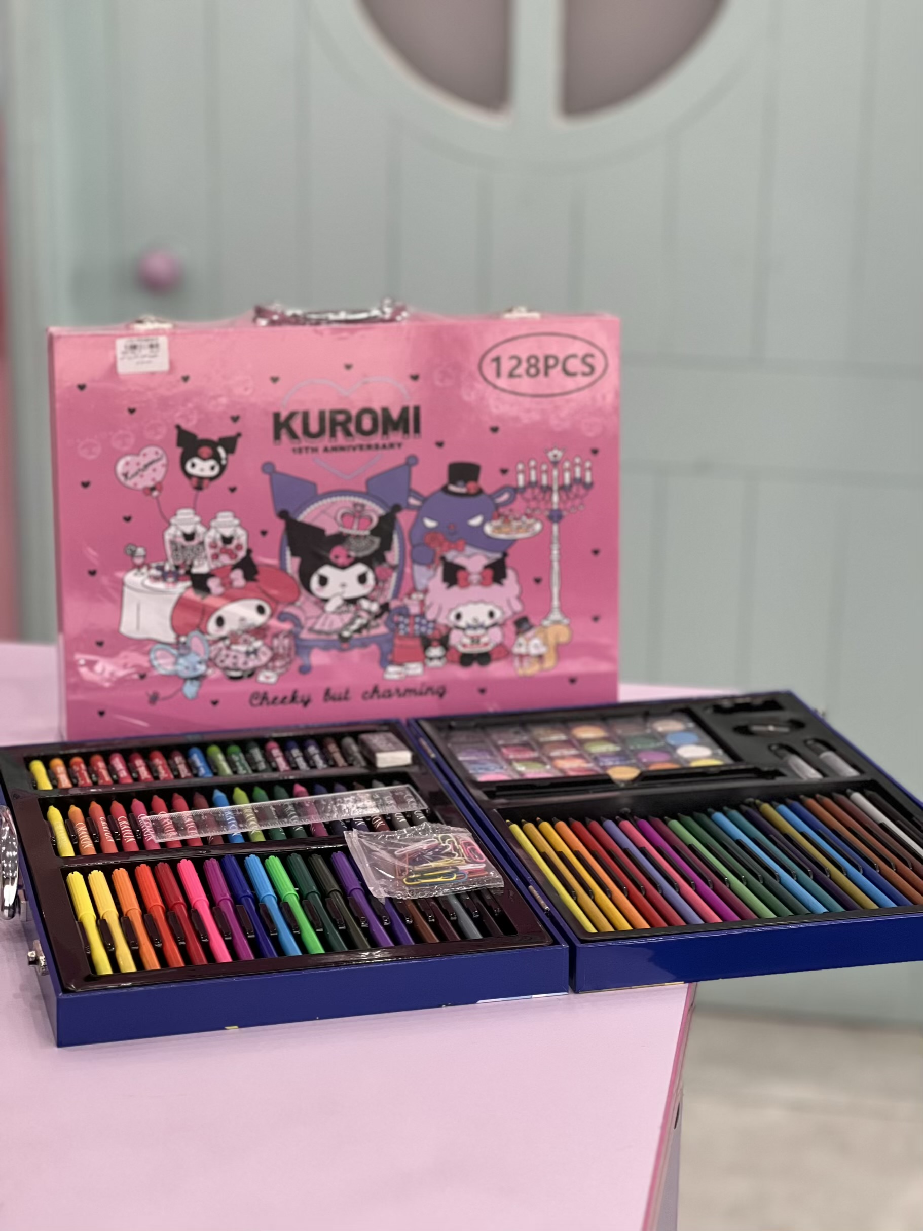 چمدان رنگ آمیزی کرومی صورتی یک طبقه