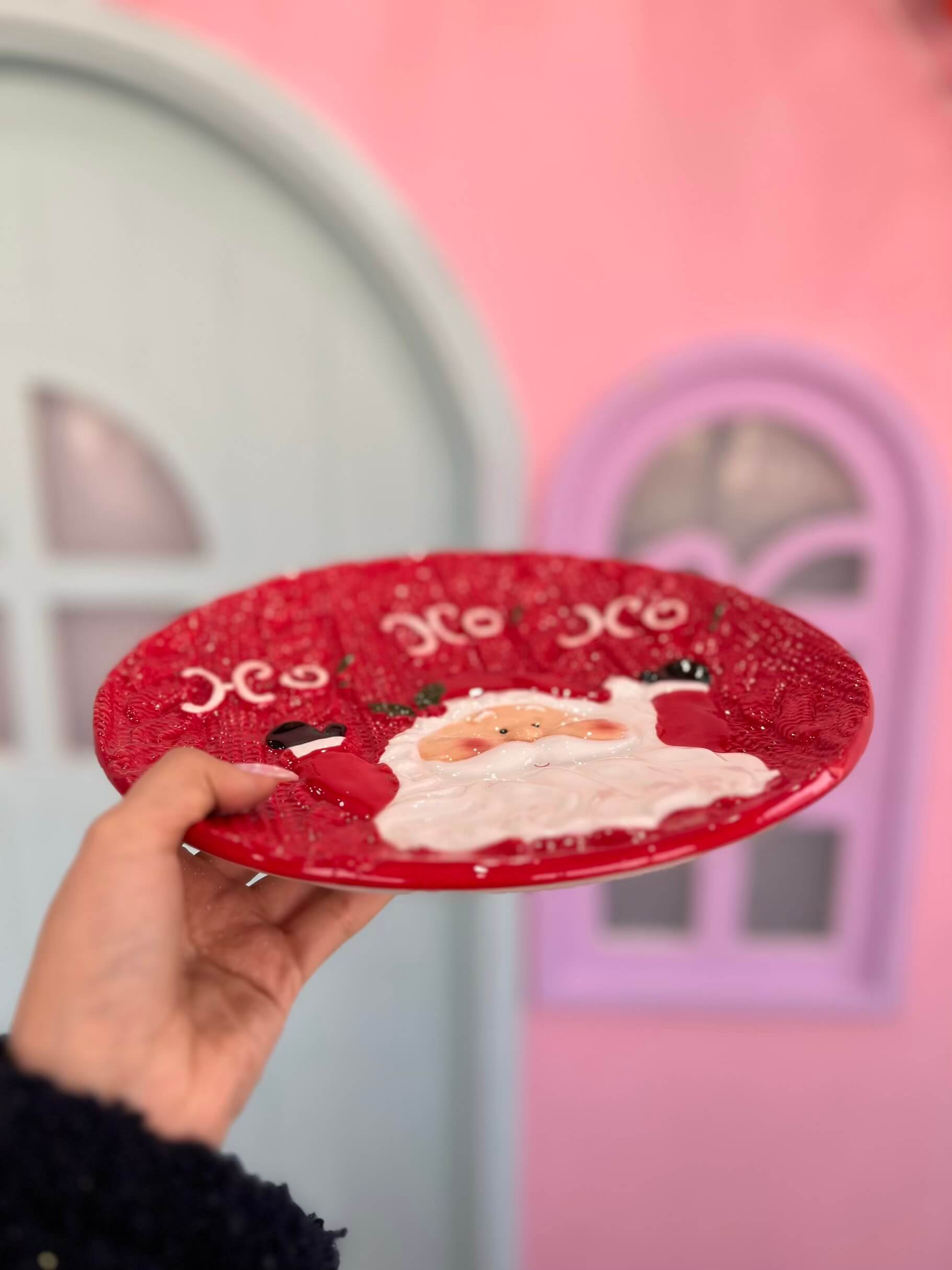 بشقاب گرد کریسمسی قرمز