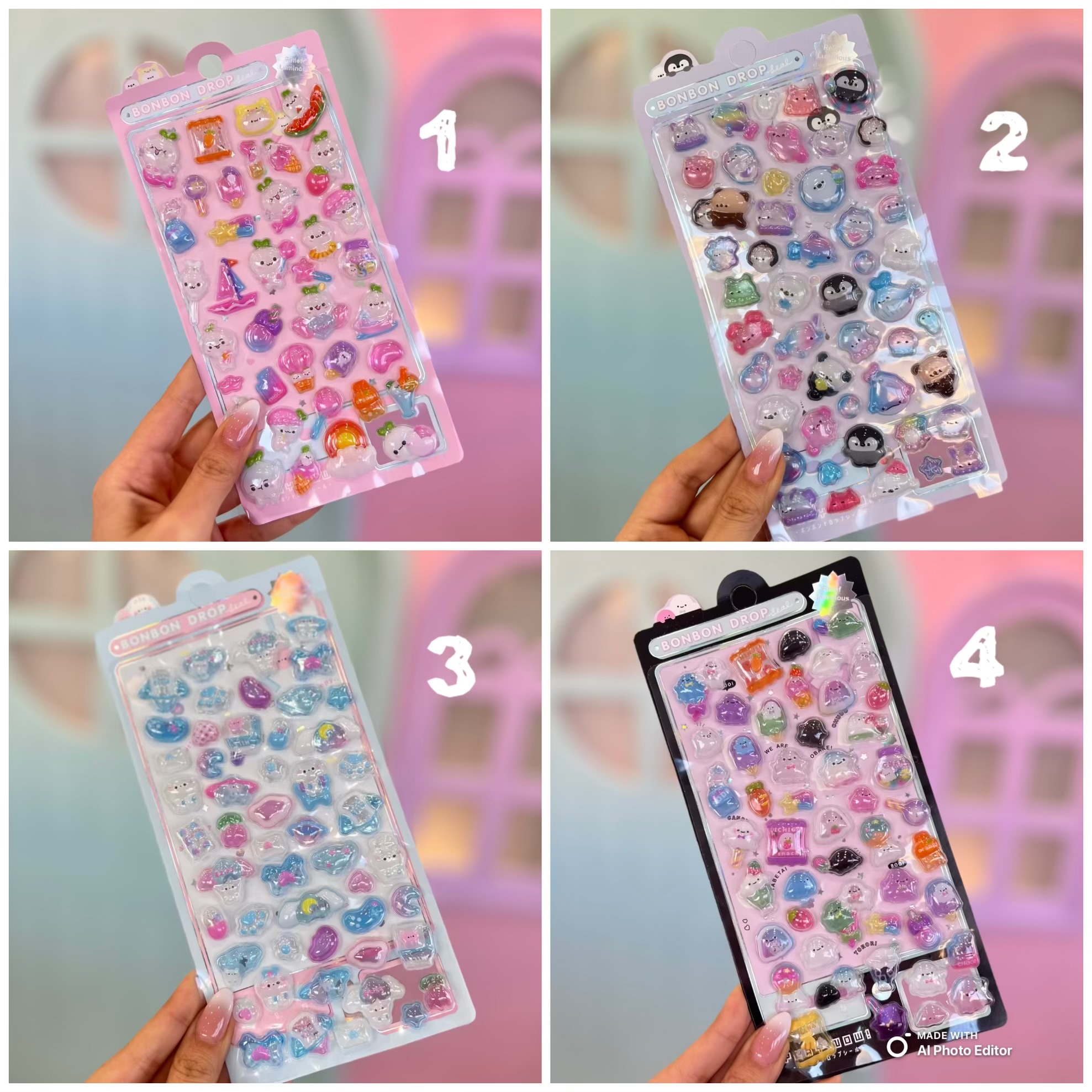 استیکر برجسته شفاف کیوت