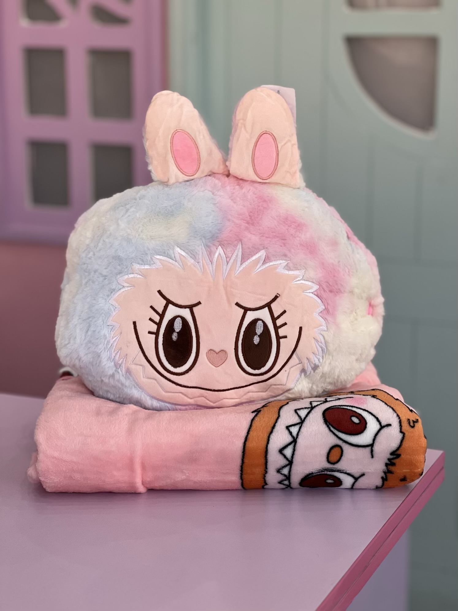 پتوبالشتی لبوبو آبرنگی کوله‌ای