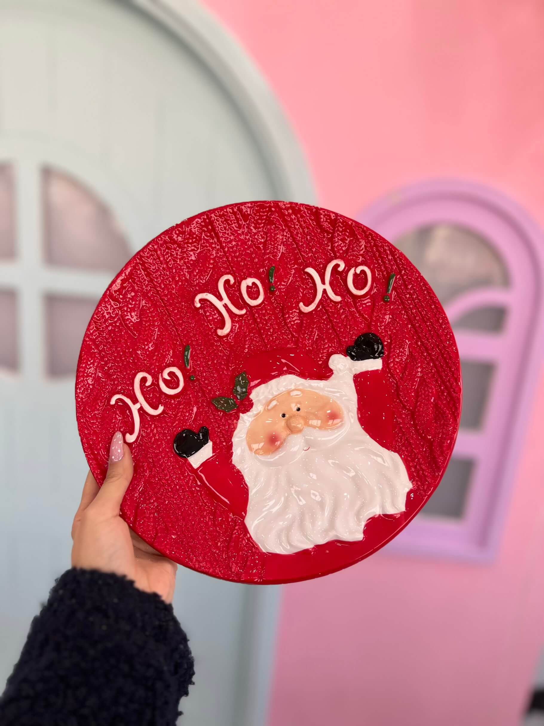 بشقاب گرد کریسمسی قرمز